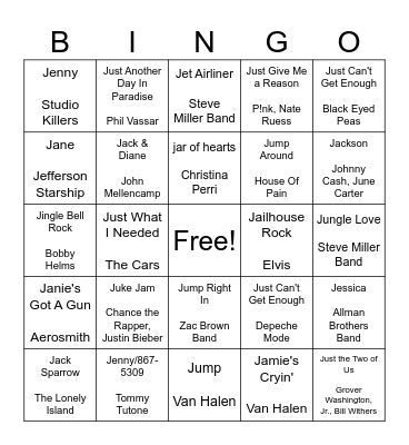 J Is For Bingo Card