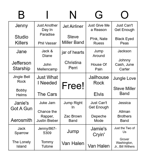 J Is For Bingo Card