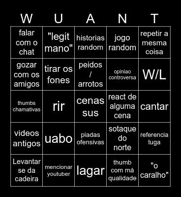 WUANT Bingo Card