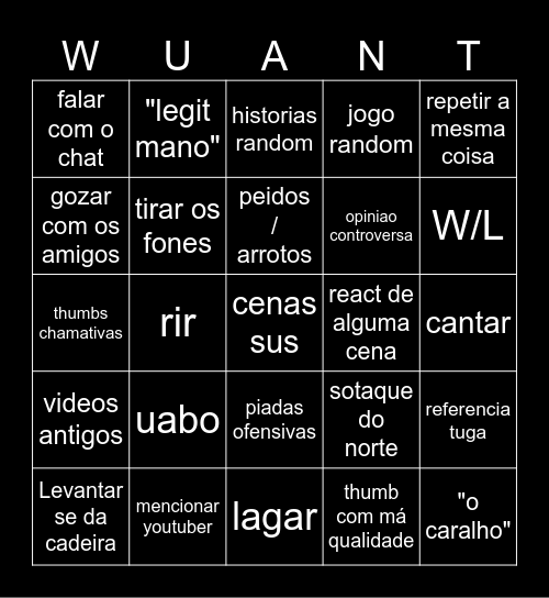 WUANT Bingo Card