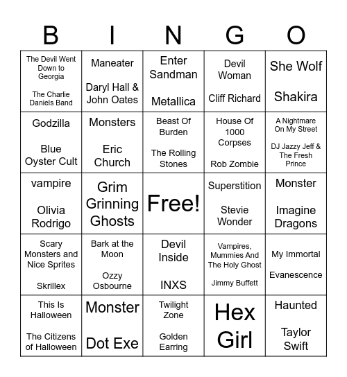 Spooky Bingo Card