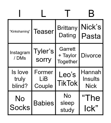 Love is Blind MB Bingo Card