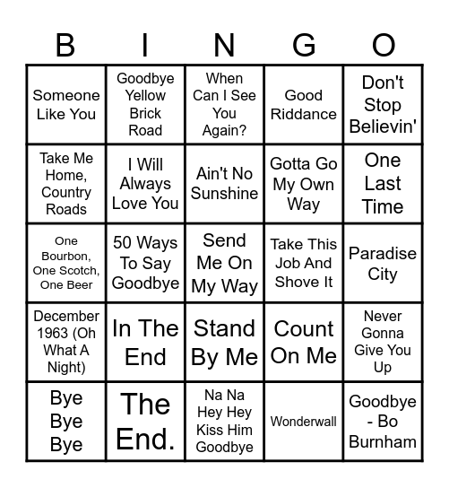 End of An Era  :( Bingo Card