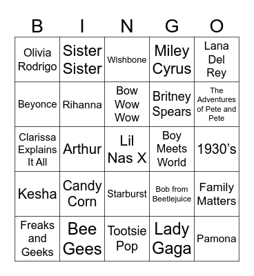 Treats Bingo Card