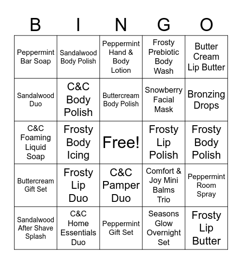 Holiday Bingo Card