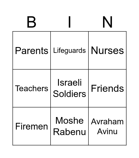 Role Models Bingo Card