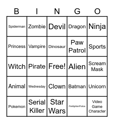 Halloween Bingo Card