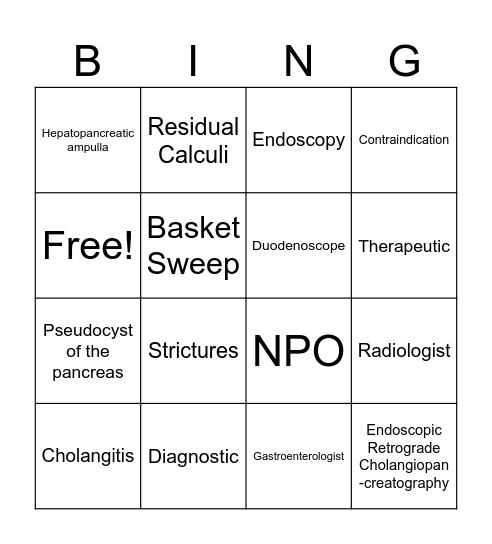 ERCP Bingo Card