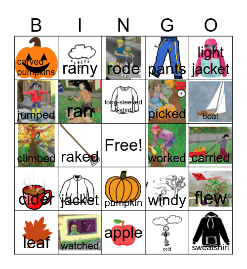 Fall vocab Bingo Card