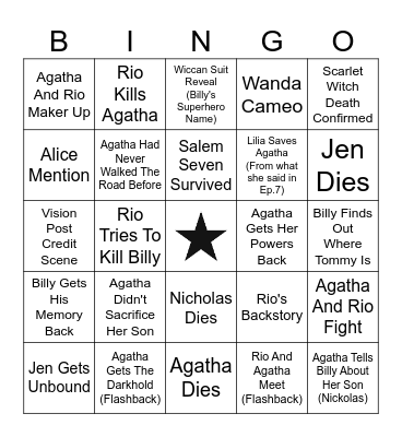 AGATHA ALL ALONG BINGO Card