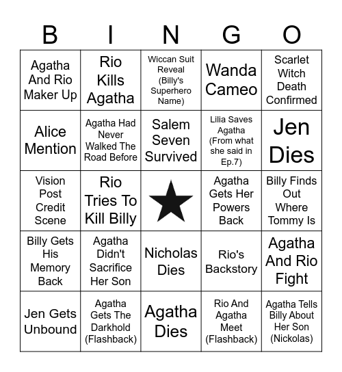 AGATHA ALL ALONG BINGO Card