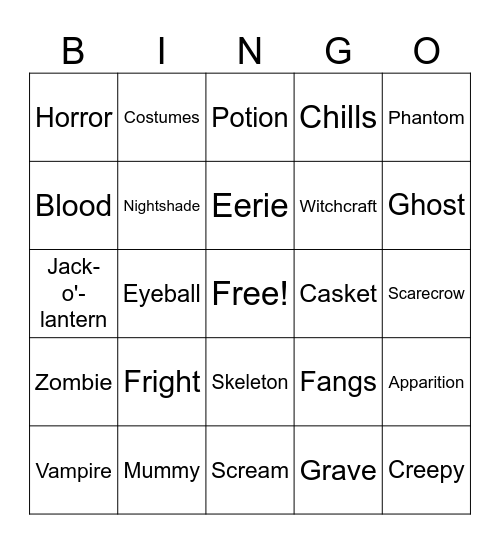 Spooky SERHANT. Bingo Card