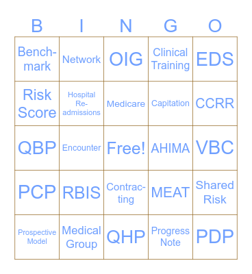 Risk Adjustment (Healthcare) Bingo Card