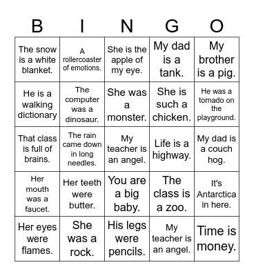Metaphor BINGO Card