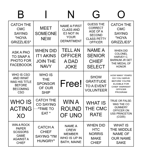 DDG 124 THANKSGIVING POTLUCK BINGO Card