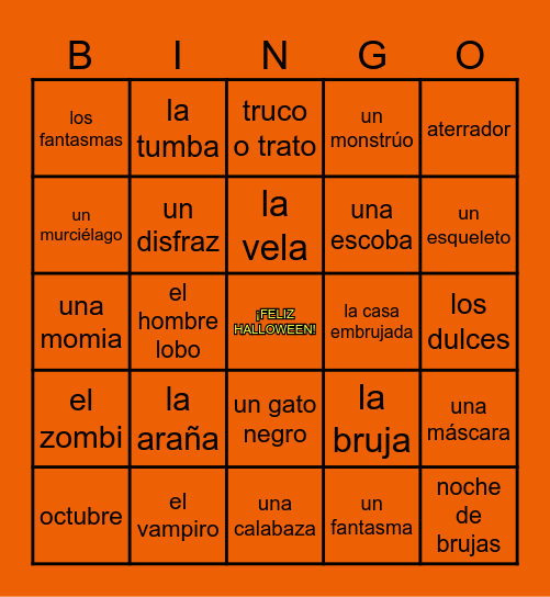 SPA 2 Halloween Bingo Card