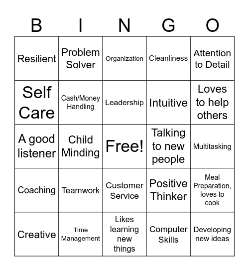 Strengths Bingo FRM Presentation Bingo Card