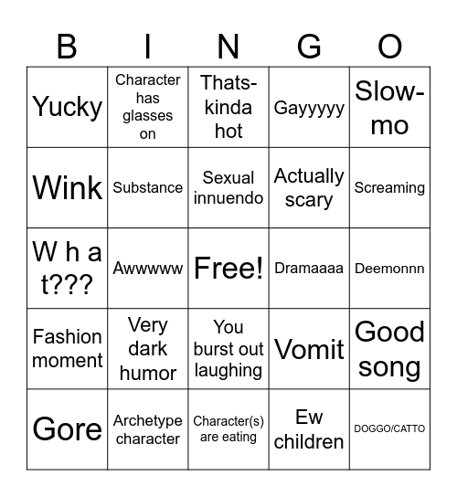 Horror movie pallat cleanser Bingo Card