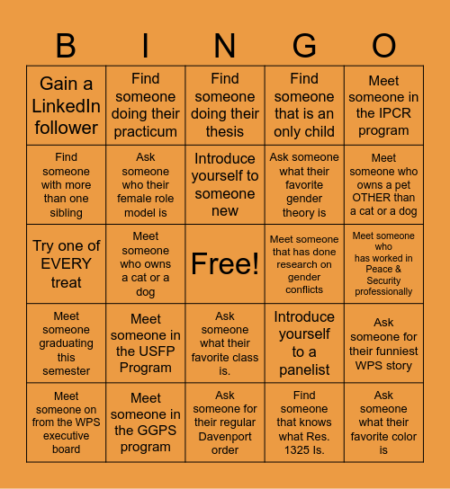 Ghosts of Conflicts, Spirits of Peace Bingo Card