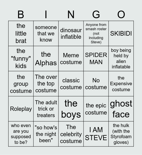 Halloween bingo Card