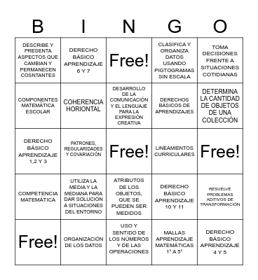 MATEMÁTICA ESCOLAR INFANTIL Bingo Card