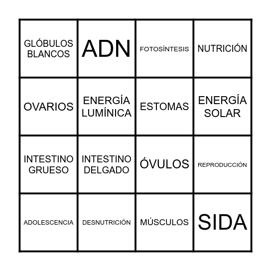 CIENCIAS NATURALES Bingo Card