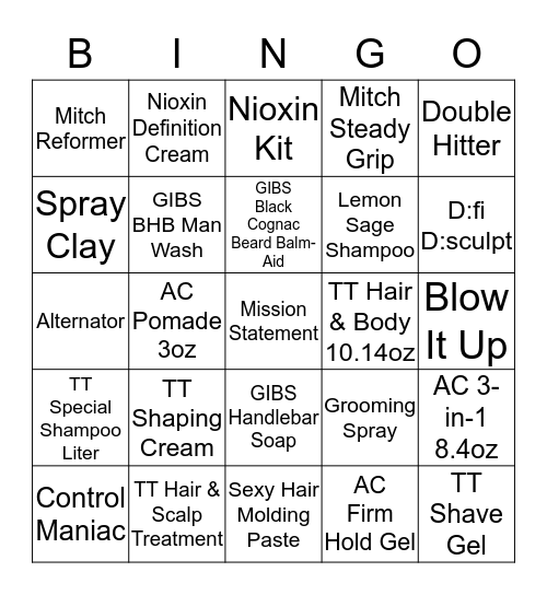 Product Bingo Card