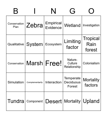 B.1 Lessons 1-5 Bingo Card