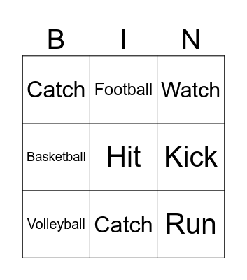 Sport Bingo Card