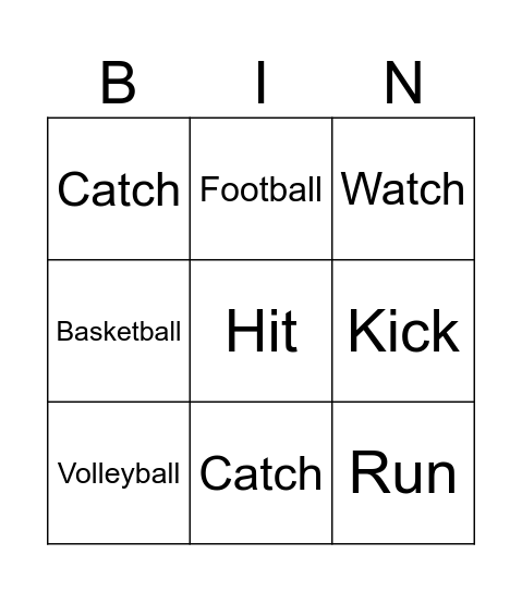 Sport Bingo Card