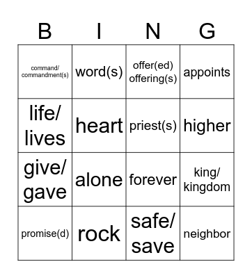 31st Sunday in OT year B Bingo Card