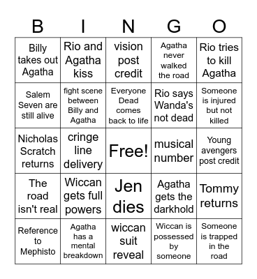Agatha all along finale Bingo Card