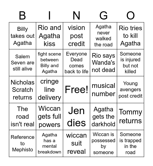 Agatha all along finale Bingo Card