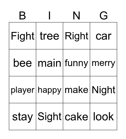 Long i Bingo Card