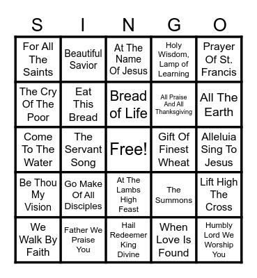 SINGO Bingo Card