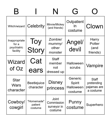 Halloween Costume Bingo 🎃 👻 🍂 Bingo Card
