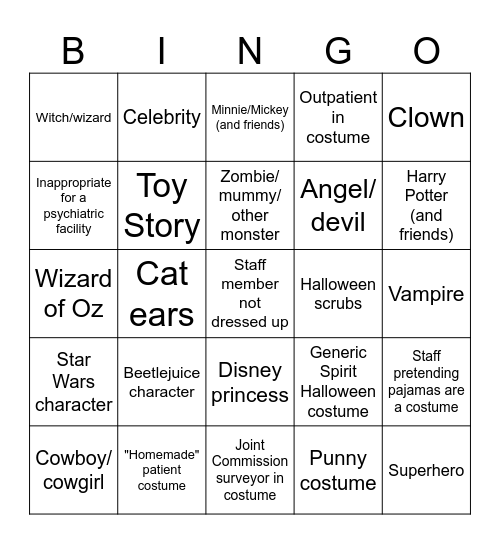 Halloween Costume Bingo 🎃 👻 🍂 Bingo Card