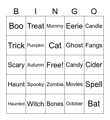 Halloween Bingo Card