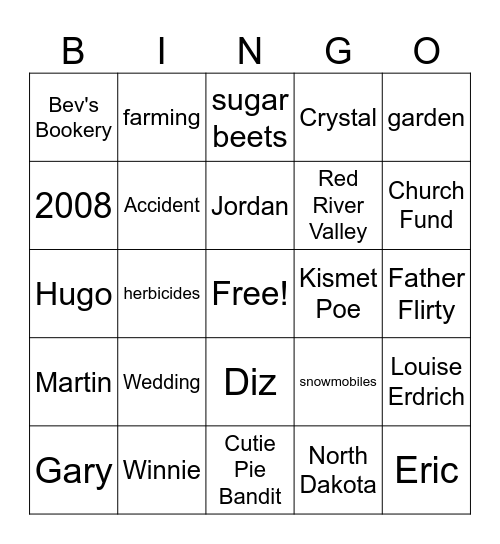 The Mighty Red Bingo Card