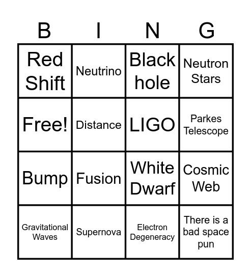 Bump in the Night! Bingo Card