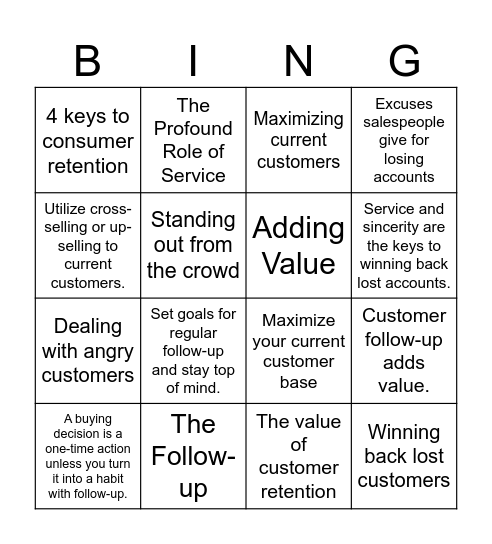 Chapter 15 Bingo Card