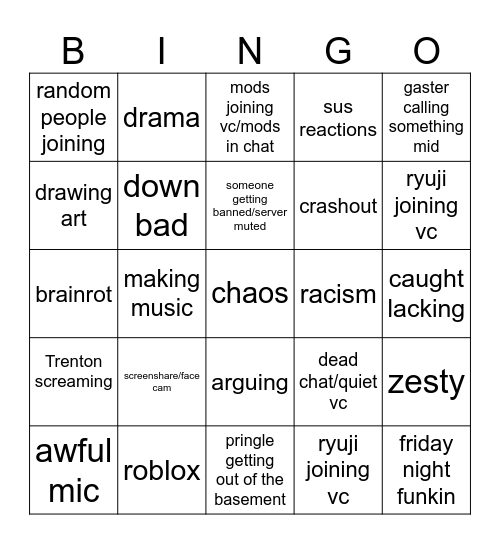 8owser16 vc bingo board Bingo Card