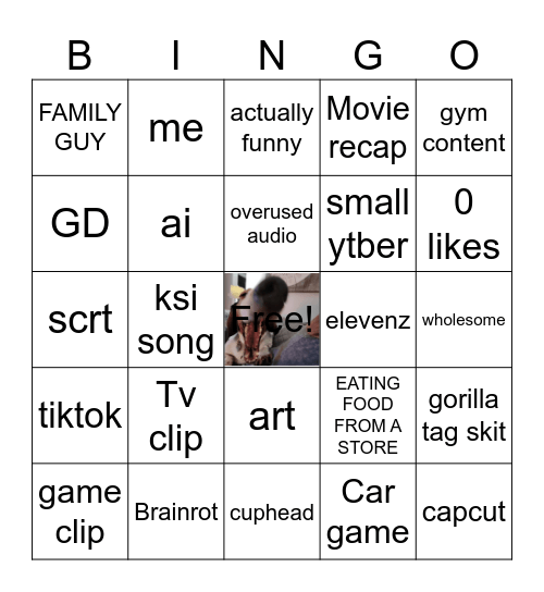 YT SHORTS BINGO Card