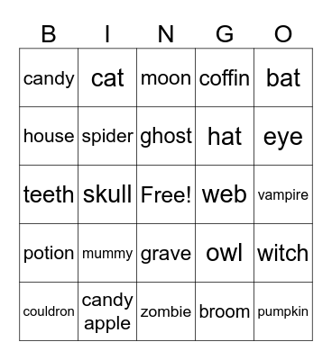 halloween Bingo Card