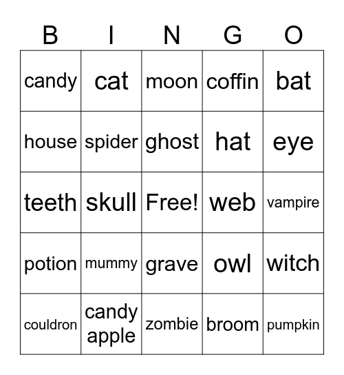 halloween Bingo Card