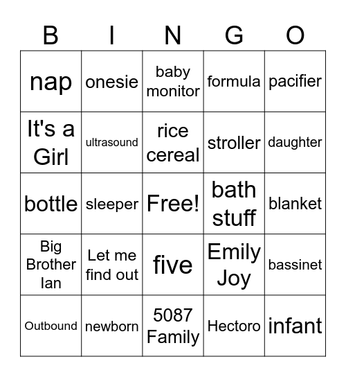 Emily Joy Gonzalez Bingo Card