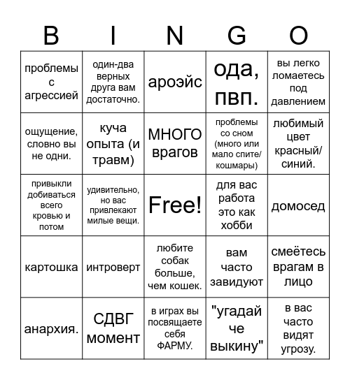 TECHNOBLADE KINN Bingo Card