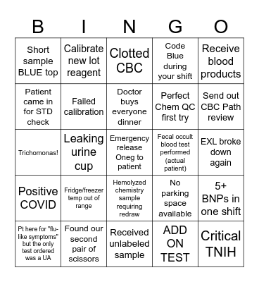 NOVEMBER LAB BINGO Card