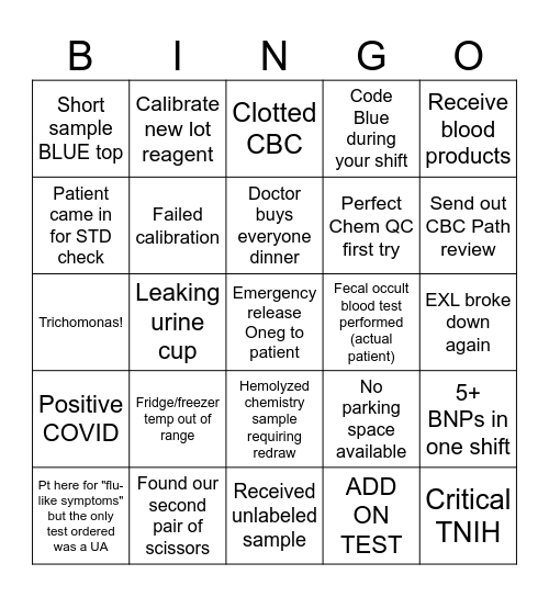 NOVEMBER LAB BINGO Card