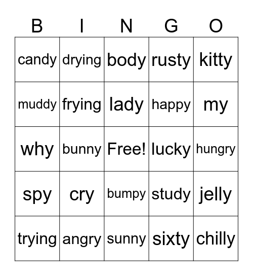 Y Bingo Card